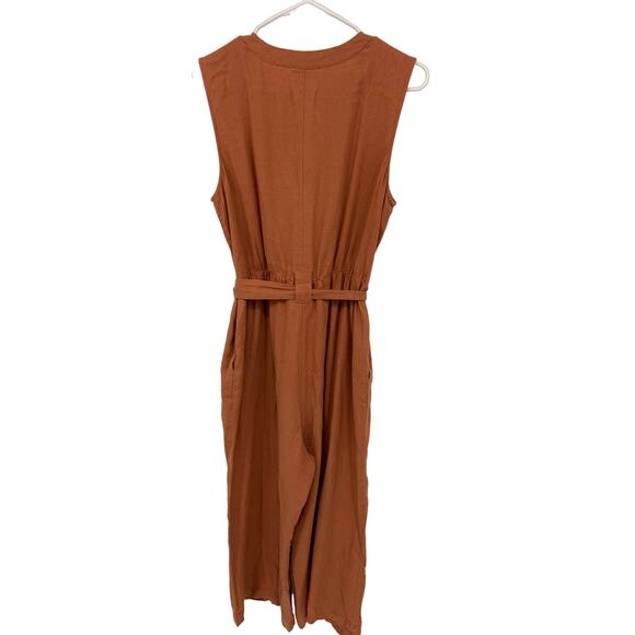 Liz Claiborne Rust Sleeveless Button Down Belted Jumpsuit Size M - Picture 4 of 8